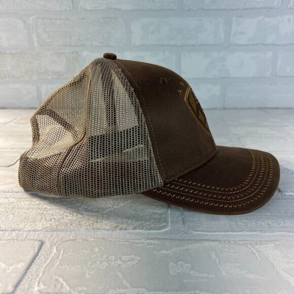 Ariat Hat Embroidered Logo Brown Mesh Back Strapback Adjustable Cowboy Western - Picture 3 of 9